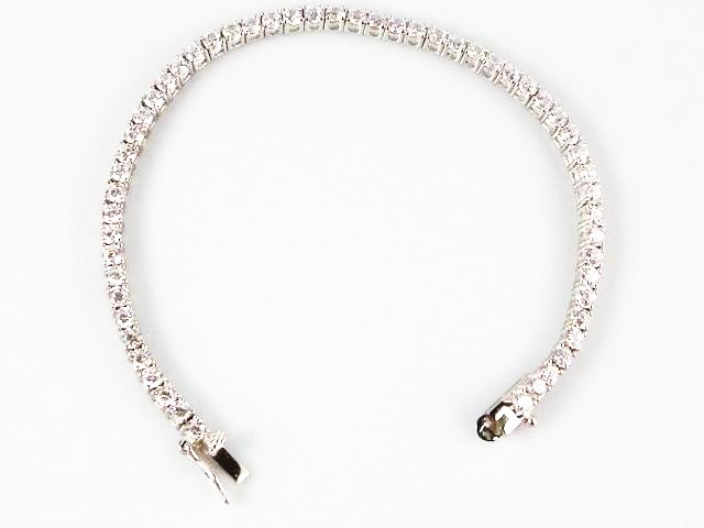Pulsera tipo Rivier en Plata rodiada con Circonitas blancas 1