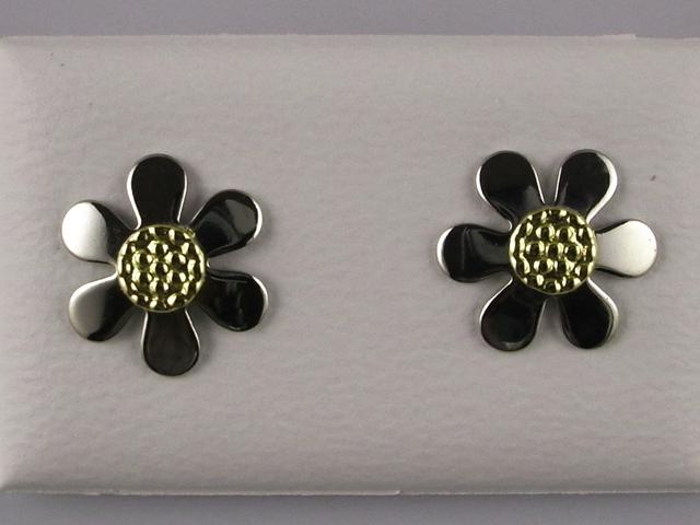 Pendientes de acero con oro margarita