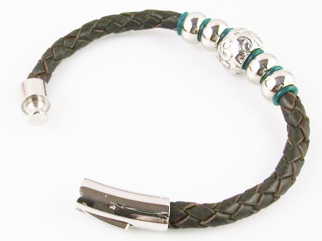 Pulsera chico en Cuero trenzado y Acero inoxidable 1