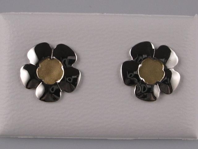 Pendientes en Acero y Oro flor