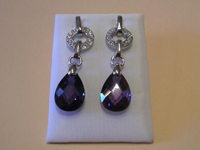 Pendiente de Plata RH con Circonita  y Piedra