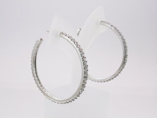 Aros con Circonitas en Plata de ley rodiada 35 Mm.