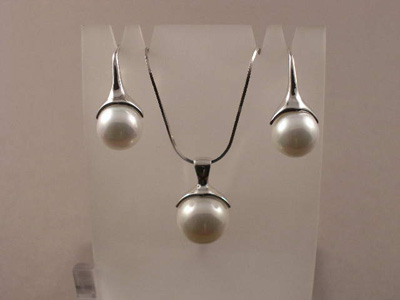 Juego de Plata Rodidada con Perla