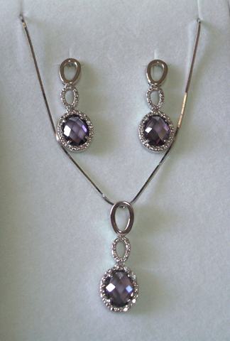 Conjunto Pendientes y Gargantilla de Plata Rh con Circonitas