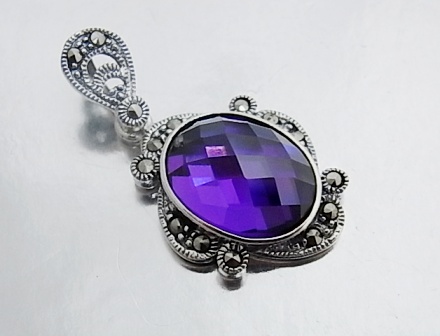 Colgante de Plata con Amatista y Marquesitas