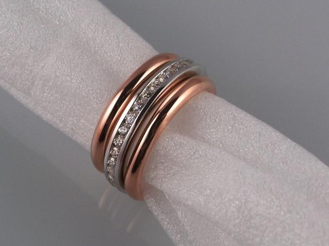 Alianza triple de Plata rosa y Blanca con Circonitas