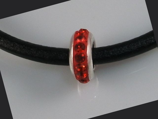 Abalorio rojo cristales 1 y Plata de ley  