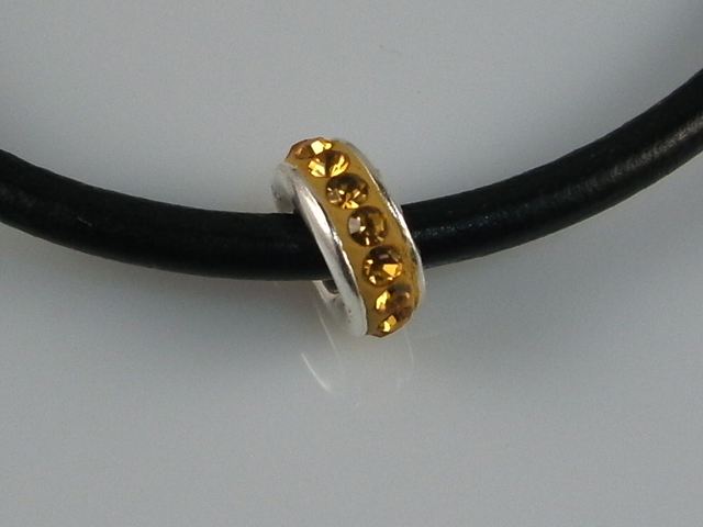 Abalorio cristal amarillo 1 y Plata de ley