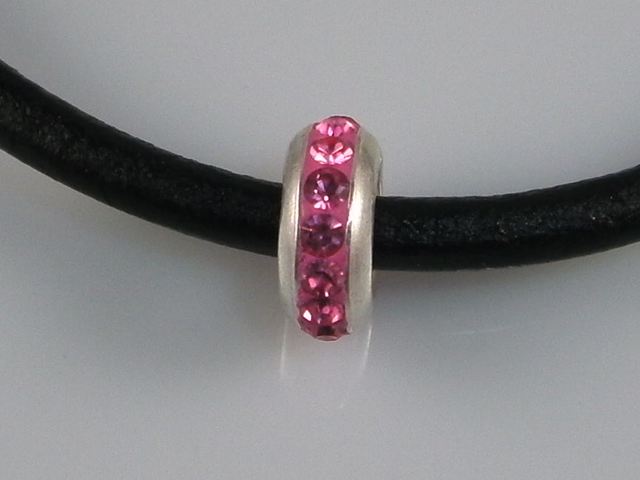 Abalorio cristal rosa 1 y plata de ley  