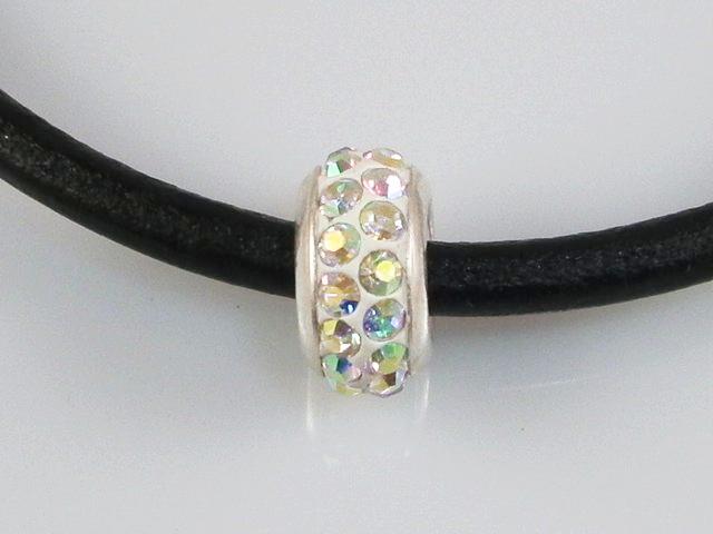 Abalorio con cristal blanco AB 2 y plata de ley