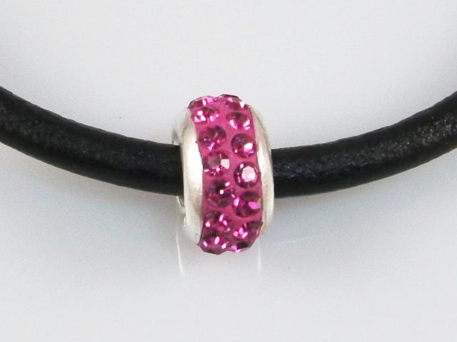 Abalorio fucsia cristal 2 y Plata de ley  