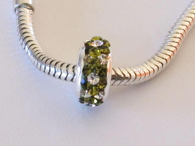 Abalorio de Plata   Cristal 3 Verde