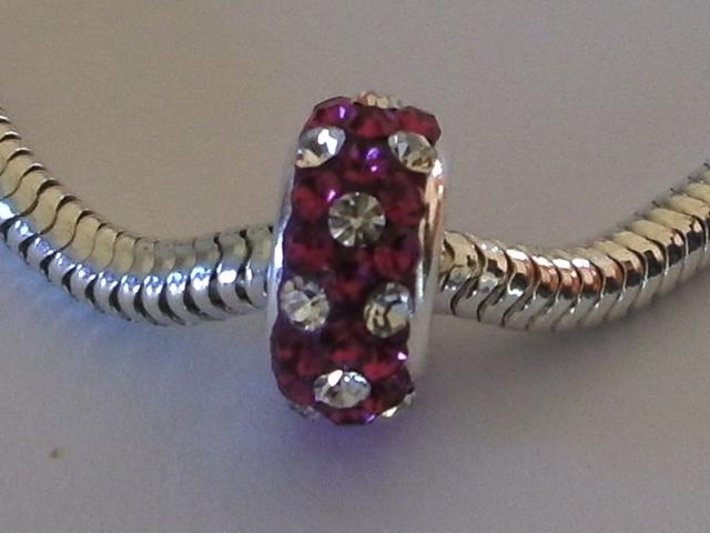 Abalorio de Plata   Cristal 3 Fucsia