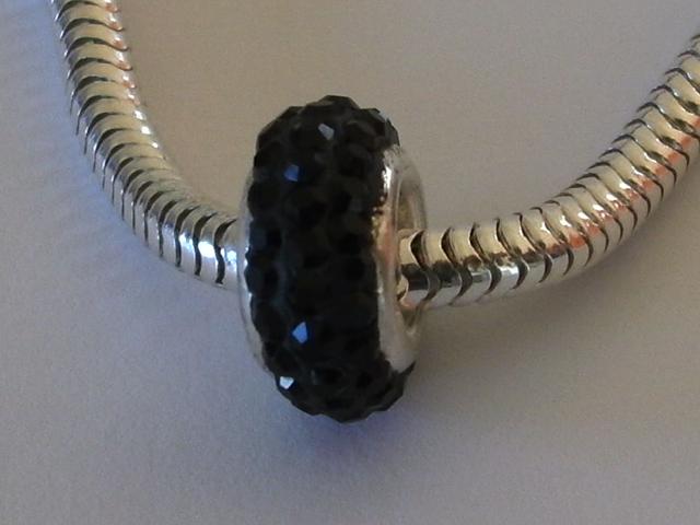 Abalorio de Plata   Cristal 3 Negro