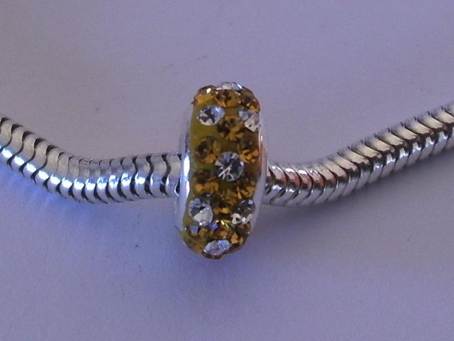 Abalorio de Plata   Cristal 3 Amarillo