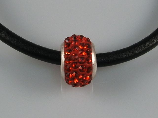 Entrepieza cristal rojo y Plata de ley   4 lineas