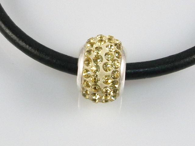 Abalorio amarillo cristal 4 lineas y Plata de ley