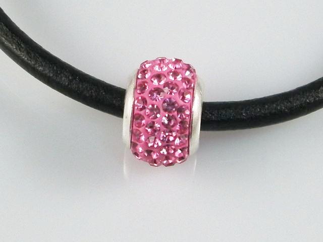 Abalorio de Plata   Cristal rosa 4