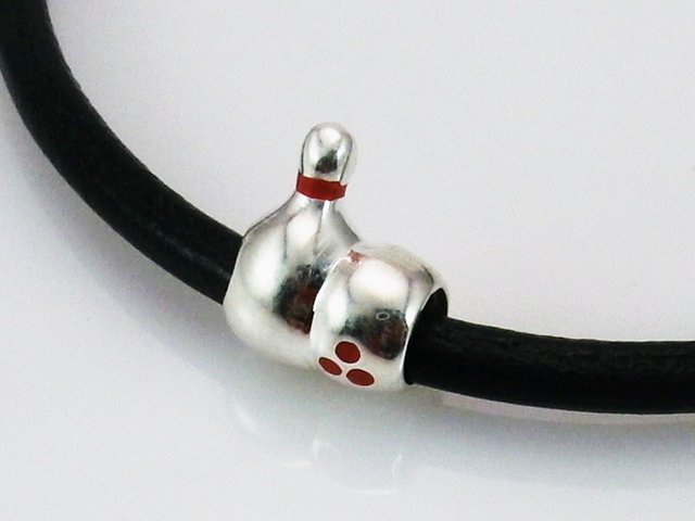 Abalorio Bolos rojos de Plata de ley