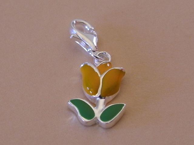 Colgante de Plata Estilo Charms Tulipan amarillo