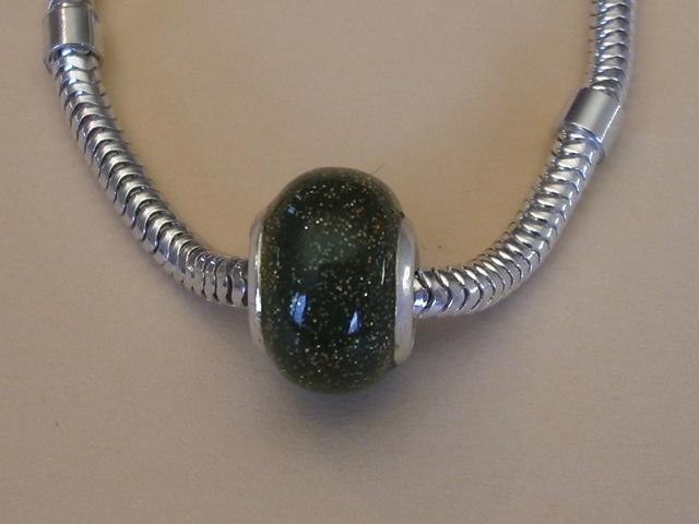 Entrepieza de Plata y Esmalte Verde oliva