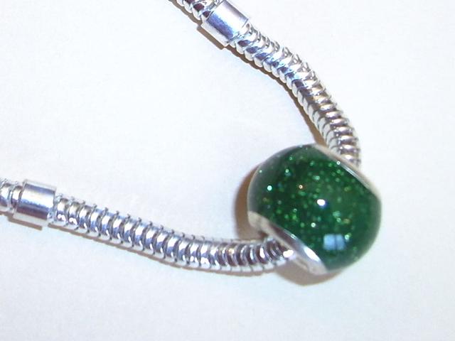 Entrepieza de Plata y Esmalte Verde abeto  