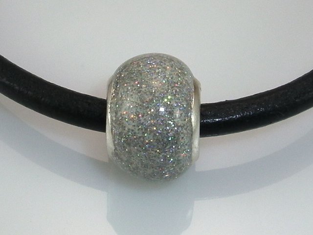 Abalorio esmalte brillo gris de Plata de ley