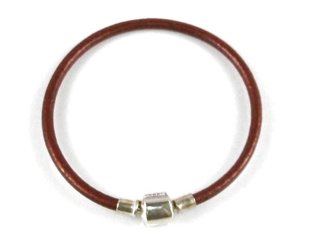 Pulsera de cuero rojo 3 Mm.   de Plata de ley