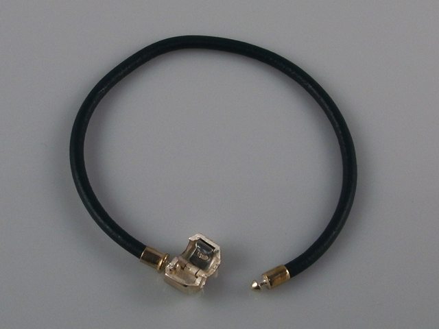 Pulsera   en Piel azul y Plata de ley 18 Cm 1