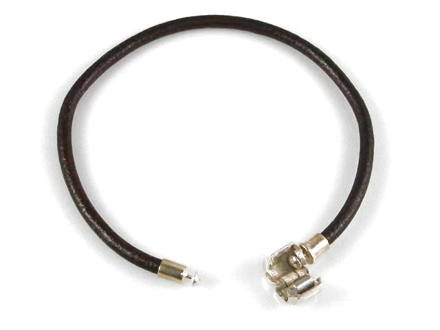 Pulsera en cuero cereza y Plata de ley   18 Cm