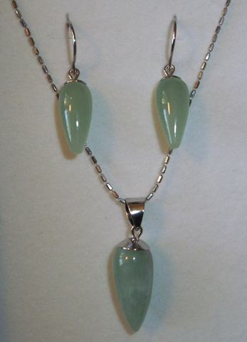 Juego Pendientes y Colgante de Plata y Jade