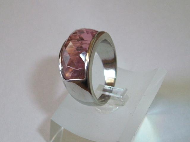 Sortija de Plata rodiada con Cuarzo color Rosa