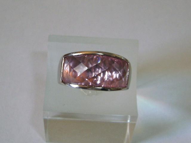 Sortija de Plata rodiada con Cuarzo color Rosa 1