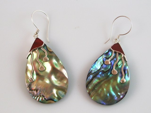 Pendientes chica en Plata de ley con concha abalon