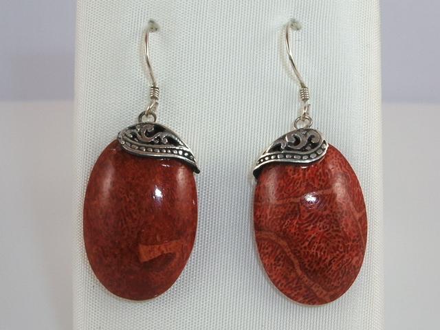 Pendientes Coral rojo de Plata de ley