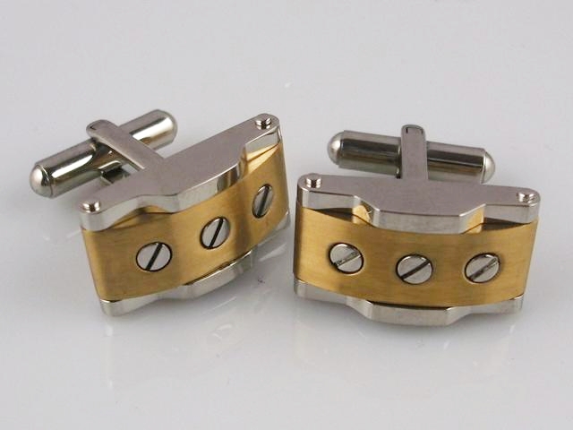Gemelos Acero inoxidable  y dorado