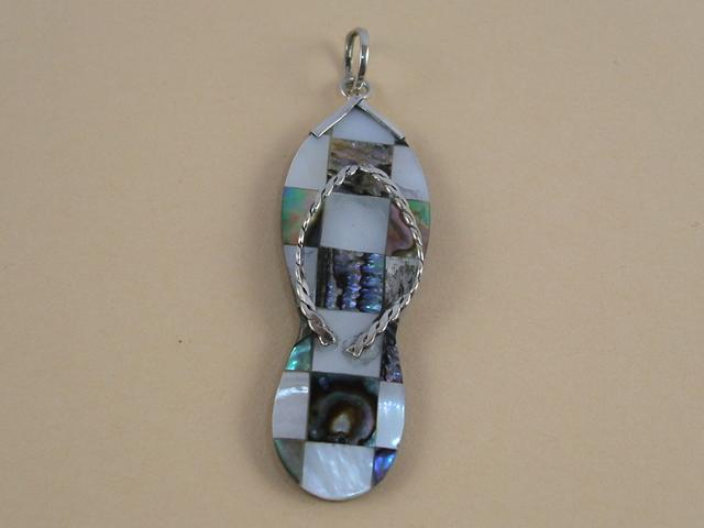 Colgante zapatilla con abalon, nacar y Plata de ley