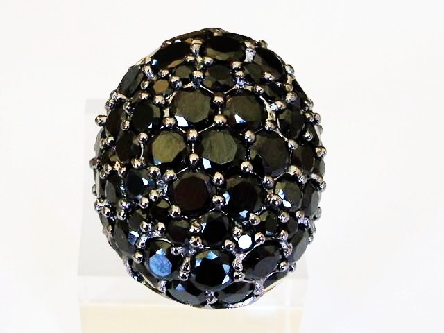 Sortija de Plata y Rodio negro con Circonitas negras 1