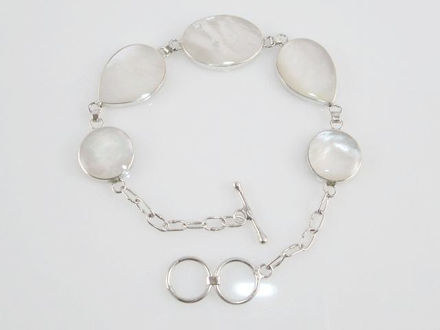 Pulsera mujer nacar y plata de ley