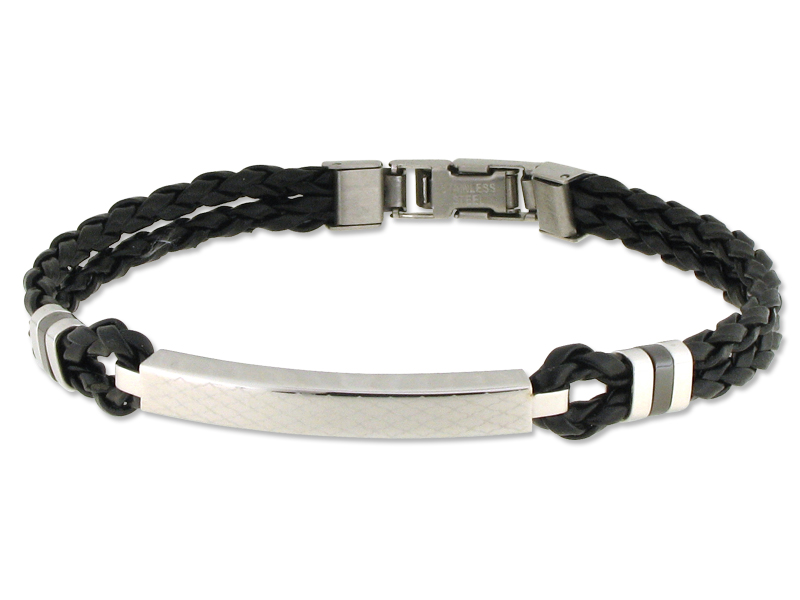 Pulsera Piel sintética trenzada y Acero inoxidable