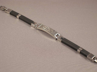 Pulsera de Acero y Caucho Placa Greca