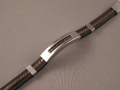 Pulsera de Acero y Caucho Linea Acero Cobre