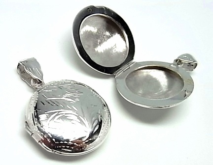 Colgante guardapelo de Plata de ley redondo