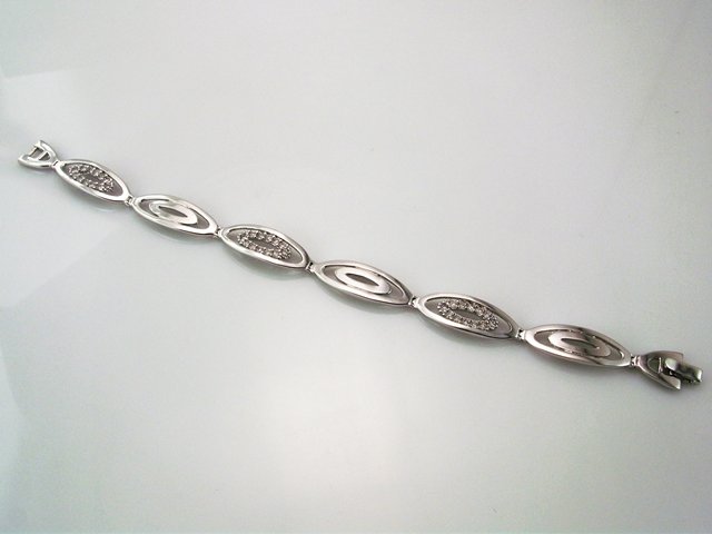 Pulsera semirigida de Plata rodiada con Circonitas blancas