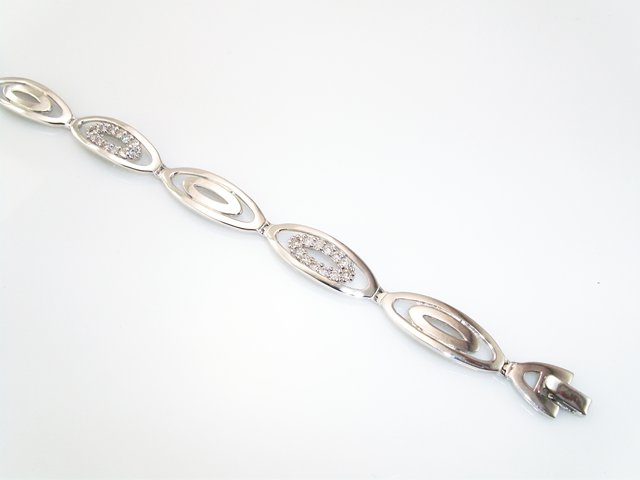 Pulsera semirigida de Plata rodiada con Circonitas blancas 1