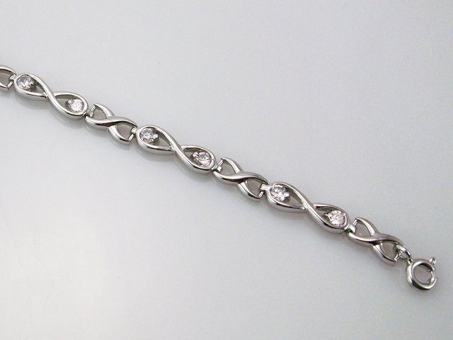 Pulsera chica de Plata rodiada con Circonitas blancas