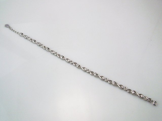 Pulsera chica de Plata rodiada con Circonitas blancas 1