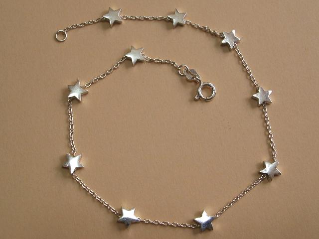 Tobillera en Plata de Ley con estrellas