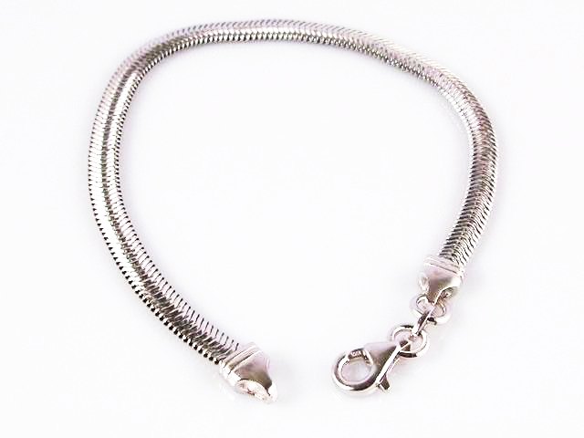 Pulsera en Plata de ley rodiada cola de topo plana