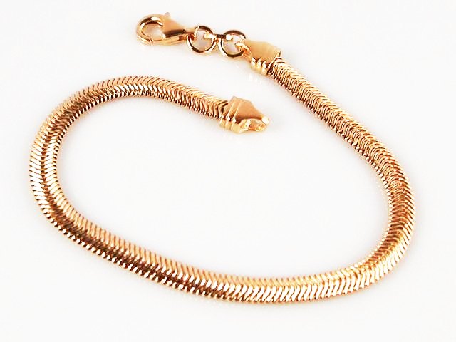 Pulsera Plata en rosa cola de topo plana